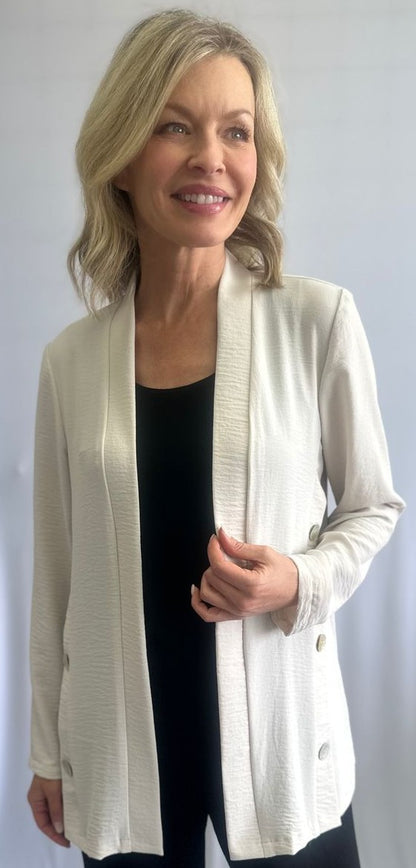 Veste fluide à manches longues avec boutons décoratifs – SoftWorks #201600