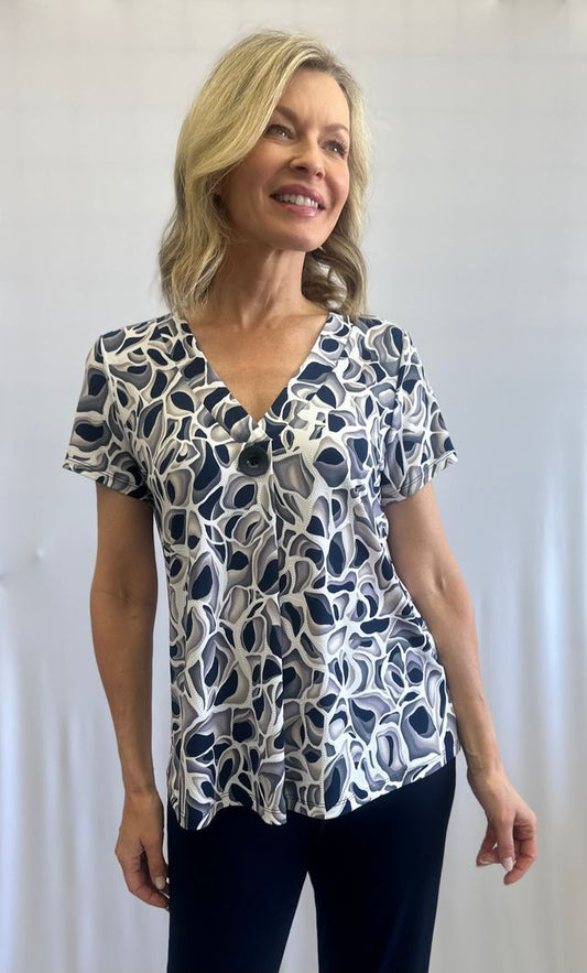 V-neck top with button detail – Soft Works #202297