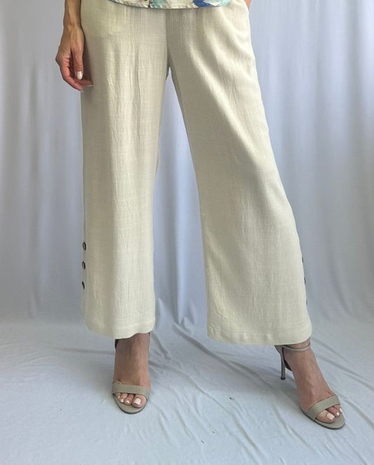 Flowy trousers with elasticated waist and button details – SoftWorks #205017