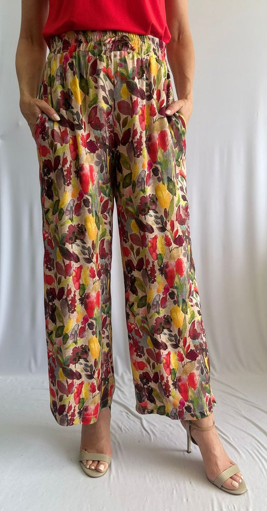 Pantalon à enfiler à motif floral – SoftWorks #205508