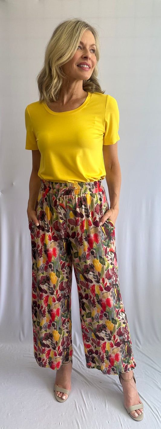 Pantalon à enfiler à motif floral – SoftWorks #205508