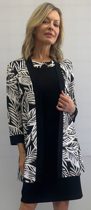 Ensemble robe et veste à motif feuillage – SoftWorks #208207