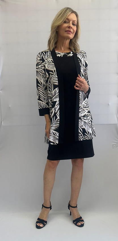 Ensemble robe et veste à motif feuillage – SoftWorks #208207