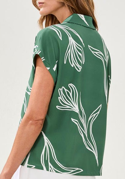 Floral print polo shirt top – Tribal Sport #2090O-3024