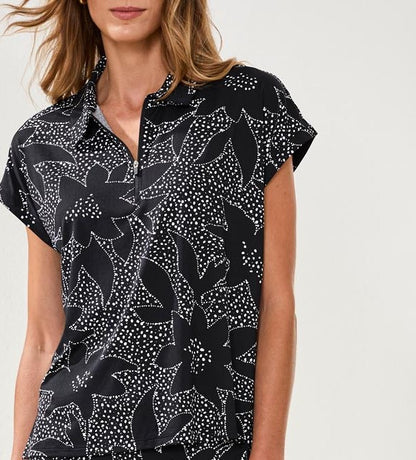 Floral print polo shirt top – Tribal Sport #2090O-3024
