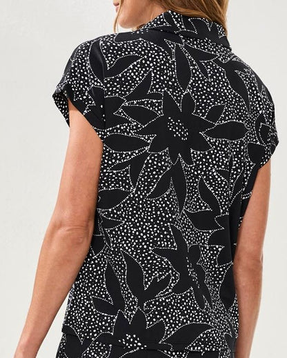 Floral print polo shirt top – Tribal Sport #2090O-3024