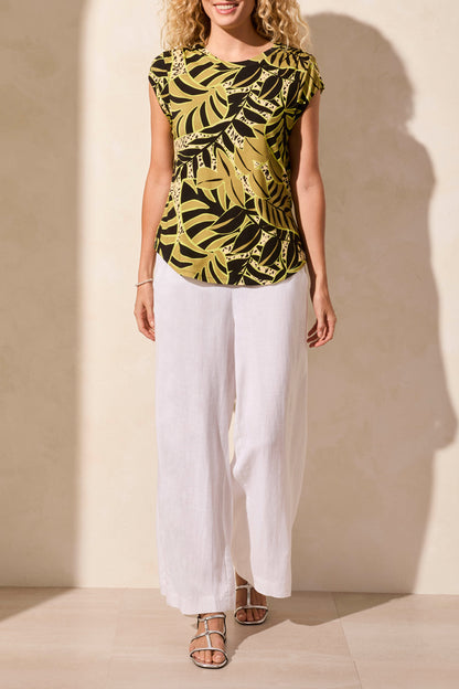 Haut en jersey imprimé, col rond, manches courtes, par Tribal #2092O-3457