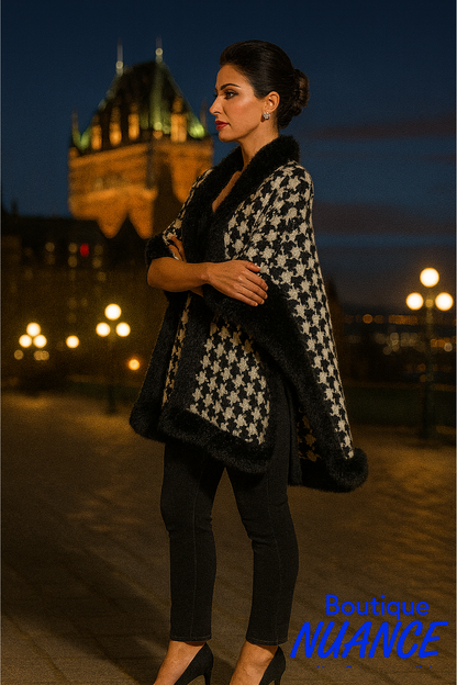 Houndstooth Elegance – Frank Lyman Sleeveless Jacket #224520U