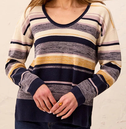 Chandail en tricot gaufré à rayures - Tribal  #2254O-576