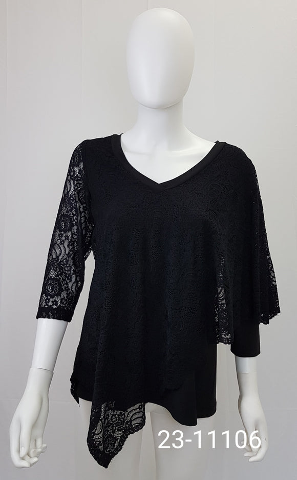 Black lace sweater by Mode Crystal # 23-11106