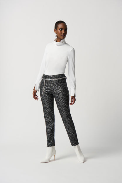 Houndstooth Millenium Pull-On Pants With Pearl Belt by Joseph Ribkoff #234101