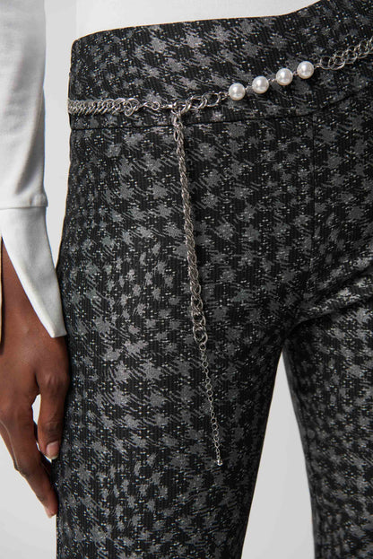 Houndstooth Millenium Pull-On Pants With Pearl Belt by Joseph Ribkoff #234101