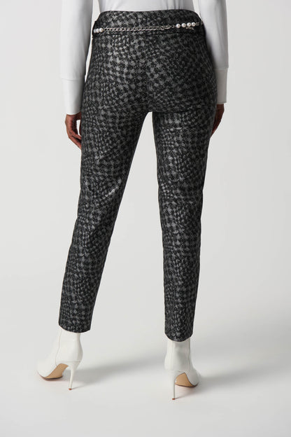 Houndstooth Millenium Pull-On Pants With Pearl Belt by Joseph Ribkoff #234101