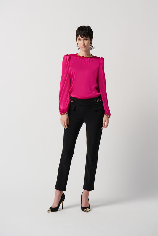 Pantalon ajusté à enfiler en tricot soyeux à mailles contrecollées de Joseph Ribkoff #234102