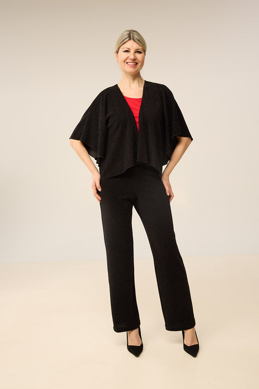 Black Bolero, Loose Fit, Elbow Sleeves, by Crystal #24-3936
