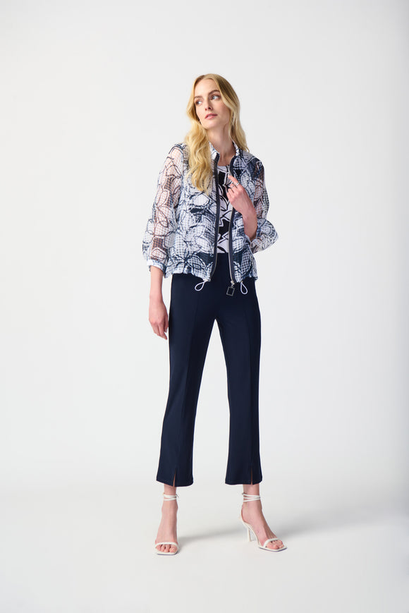 Two-piece top with leaf print, puff sleeves Joseph Ribkoff #241094