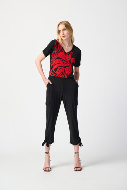 Joseph Ribkoff Knit Floral Print Flared Top #241138 