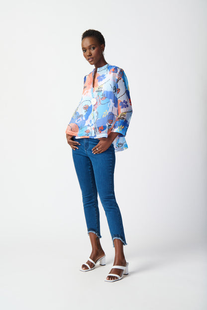 Blouson swing à imprimé de visage en organza Joseph Ribkoff #241191