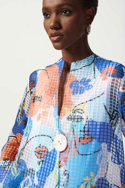 Blouson swing à imprimé de visage en organza Joseph Ribkoff #241191