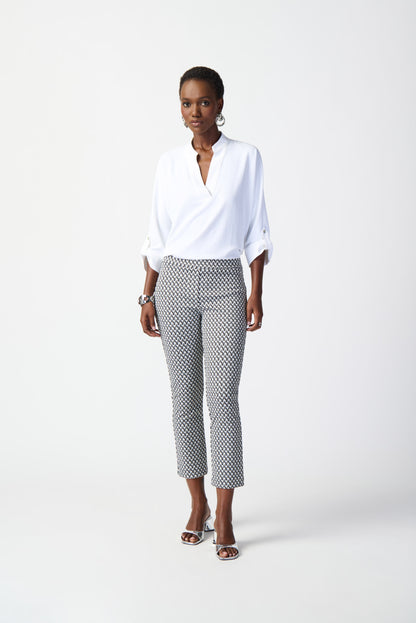 Pantalon à enfiler à imprimé géométrique en jacquard Joseph Ribkoff #241224