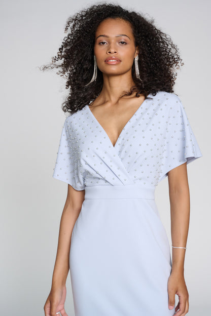 Robe cache-cœur ornée de perles en scuba crêpe Joseph Ribkoff #241761