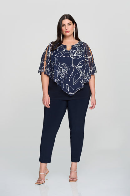 Poncho à imprimé floral en mousseline avec encolure à ouverture Joseph Ribkoff #241783