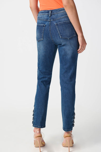 Classic Slim Fit Embellished Hem Jean by Joseph Ribkoff #241900