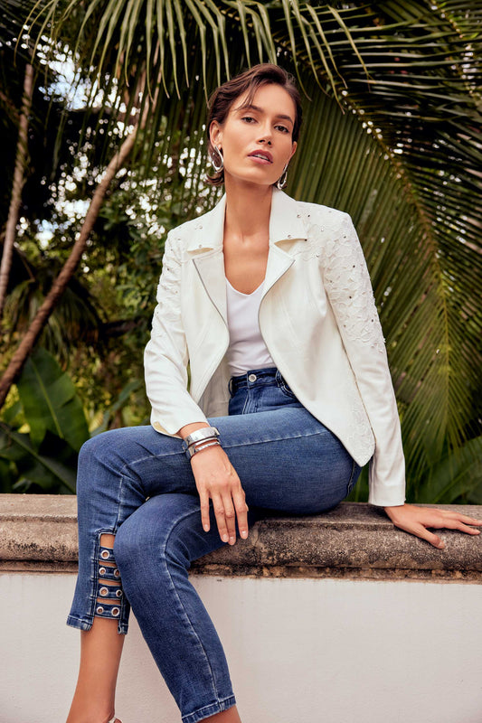 Classic Slim Fit Embellished Hem Jean by Joseph Ribkoff #241900