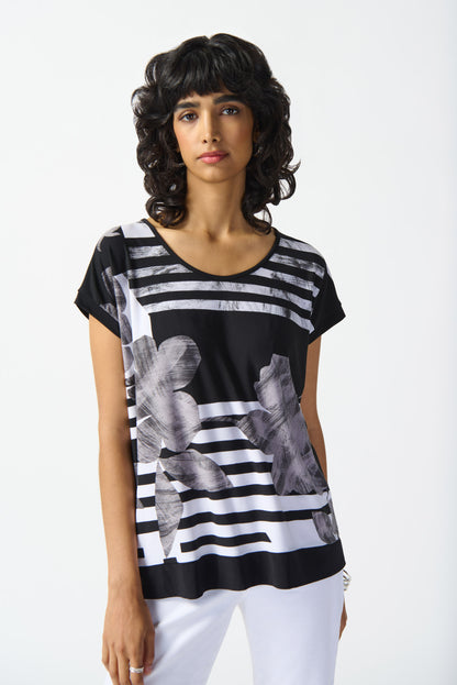 Joseph Riibkoff Floral Print Silky Knit Boxy Top #242180