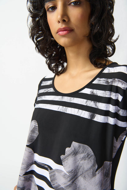 Joseph Riibkoff Floral Print Silky Knit Boxy Top #242180