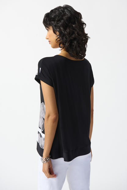 Joseph Riibkoff Floral Print Silky Knit Boxy Top #242180