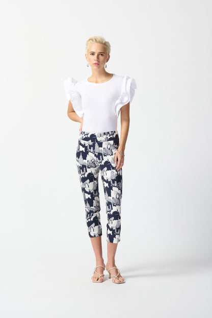 Pantalon court à imprimé de paysage en Millennium Joseph Ribkoff #242212