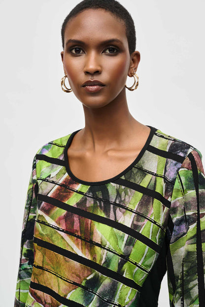 Silky knit tunic with abstract pattern, by Joseph Ribkoff #243112