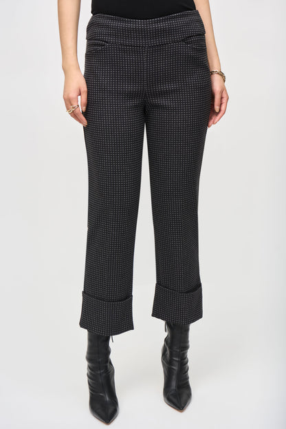Pantalon court à enfiler, en jacquard tissé à carreaux, par Joseph Ribkoff #243262
