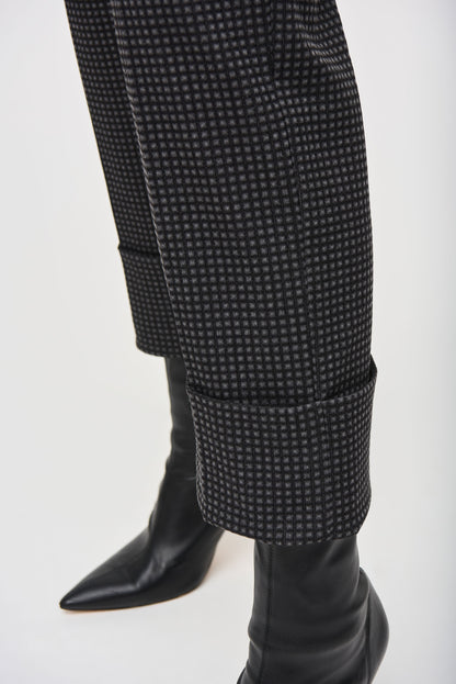 Pantalon court à enfiler, en jacquard tissé à carreaux, par Joseph Ribkoff #243262