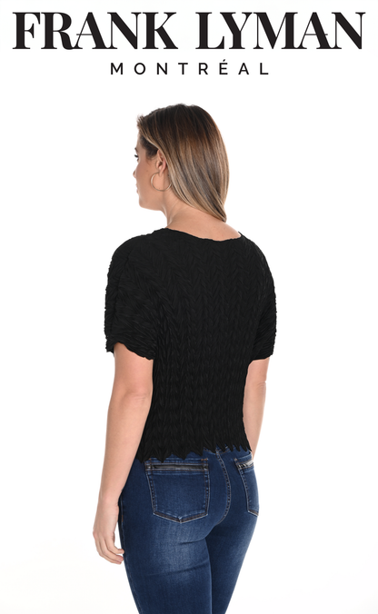 Chandail à manches courtes en tissu extensible et texturé, par Frank Lyman #243501U