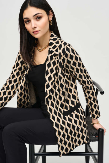 Geometric print jacket in brushed jacquard, by Joseph Ribkoff #243929