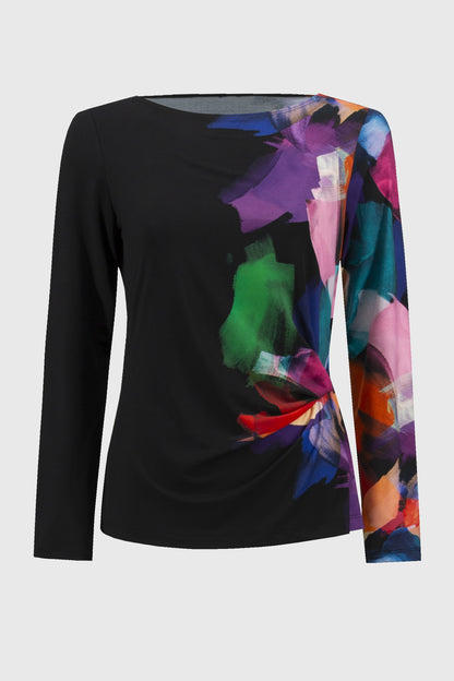 Silky knit top with abstract print, by Joseph Ribkoff #244073