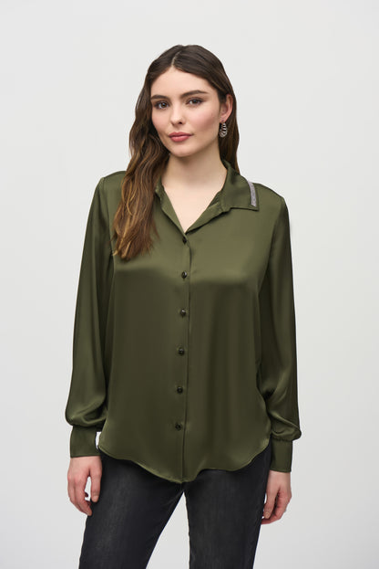 Straight Cut Satin Blouse by Joseph Ribkoff #244101