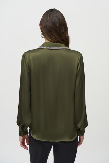 Straight Cut Satin Blouse by Joseph Ribkoff #244101