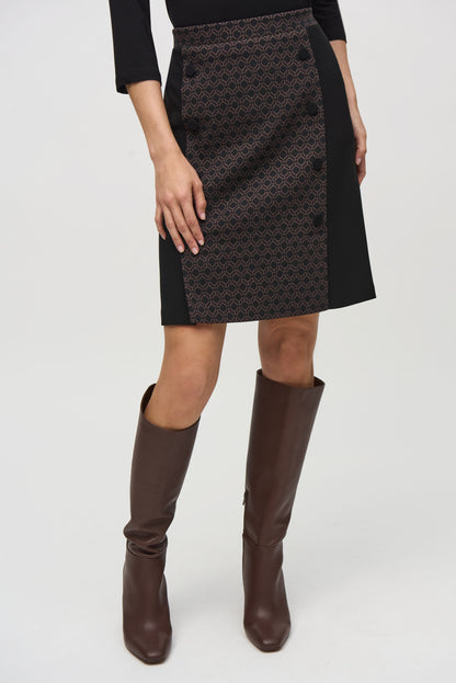 Geometric Print Jacquard A-Line Skirt by Joseph Ribkoff #244116
