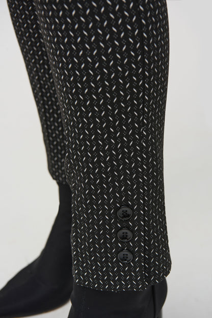 Pantalon noir à enfiler, imprimés abstraits blancs, par Joseph Ribkoff #244140
