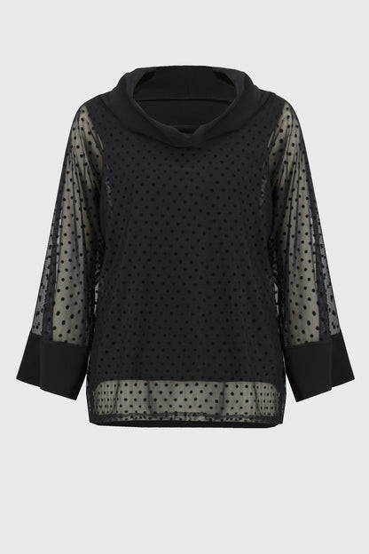 Layered tunic in polka dot mesh and silky knit, by Joseph Ribkoff #244178