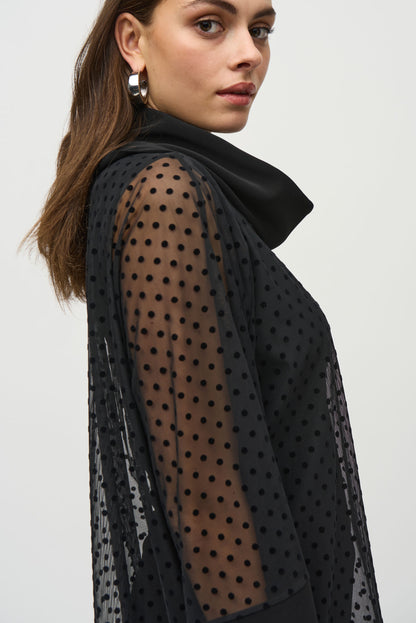 Layered tunic in polka dot mesh and silky knit, by Joseph Ribkoff #244178