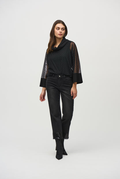 Layered tunic in polka dot mesh and silky knit, by Joseph Ribkoff #244178