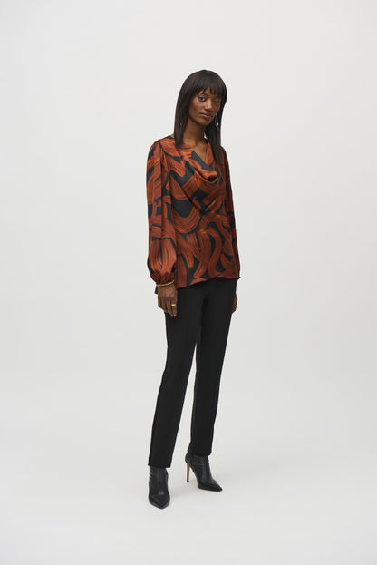 Abstract-print satin tiered top, by Joseph Ribkoff #244181