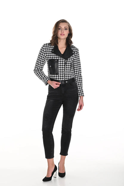 Pantalon en denim noir avec motifs floraux sur les jambes, par Frank Lyman #244628U