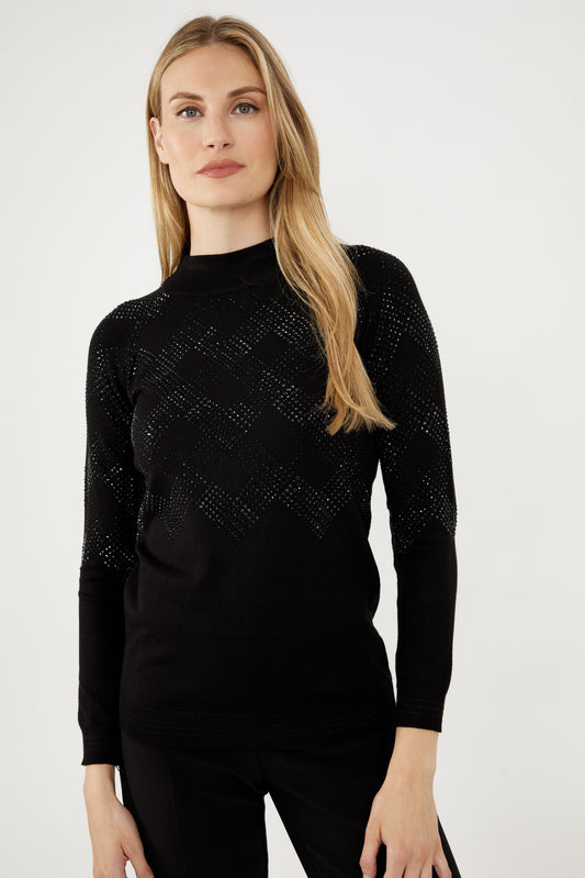 Chandail à col montant, avec motif géométrique brillant, par Frank Lyman #244639U