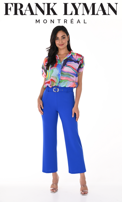 Pantalon 7/8 à jambe large, bleu électrique de Frank Lyman #246125