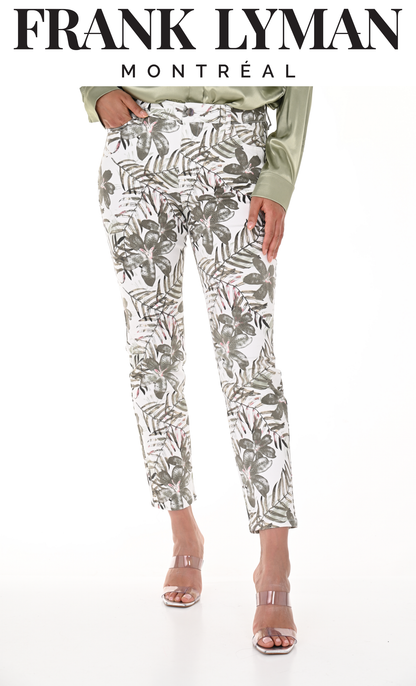 Pantalon blanc cassé / kaki, à imprimés tropicaux de Frank Lyman #246218U